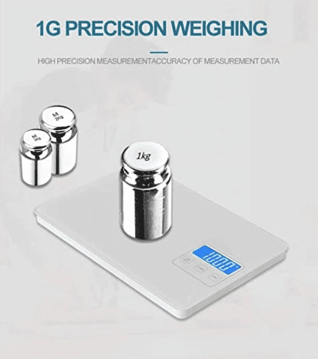 Kitchen Scale in Elegant White Tempered Glass 15Kg