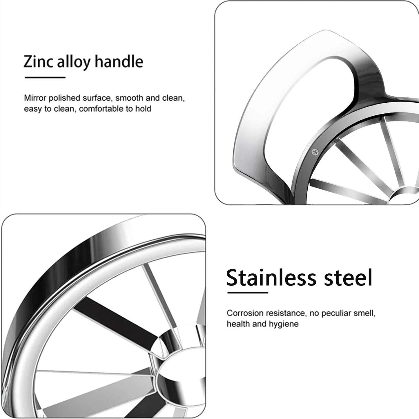 Apple Cutter Tool with 12 Blades, Stainless Steel Fruit Slicer, Corer, Peeler & Divider for Apples, Pears, Potatoes, Onions