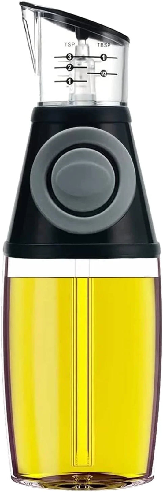 Olive Oil Dispenser Bottle, 8.5 Ounces Clear Glass Refillable Oil and Vinegar Dispenser with Measuring Scale Pump for Kitchen, Cooking, Salad, Baking, Frying