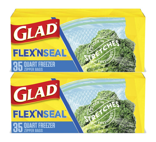 FLEXN SEAL Zipper Freezer Storage Quart Bags, 35 Count ( Pack of 2)