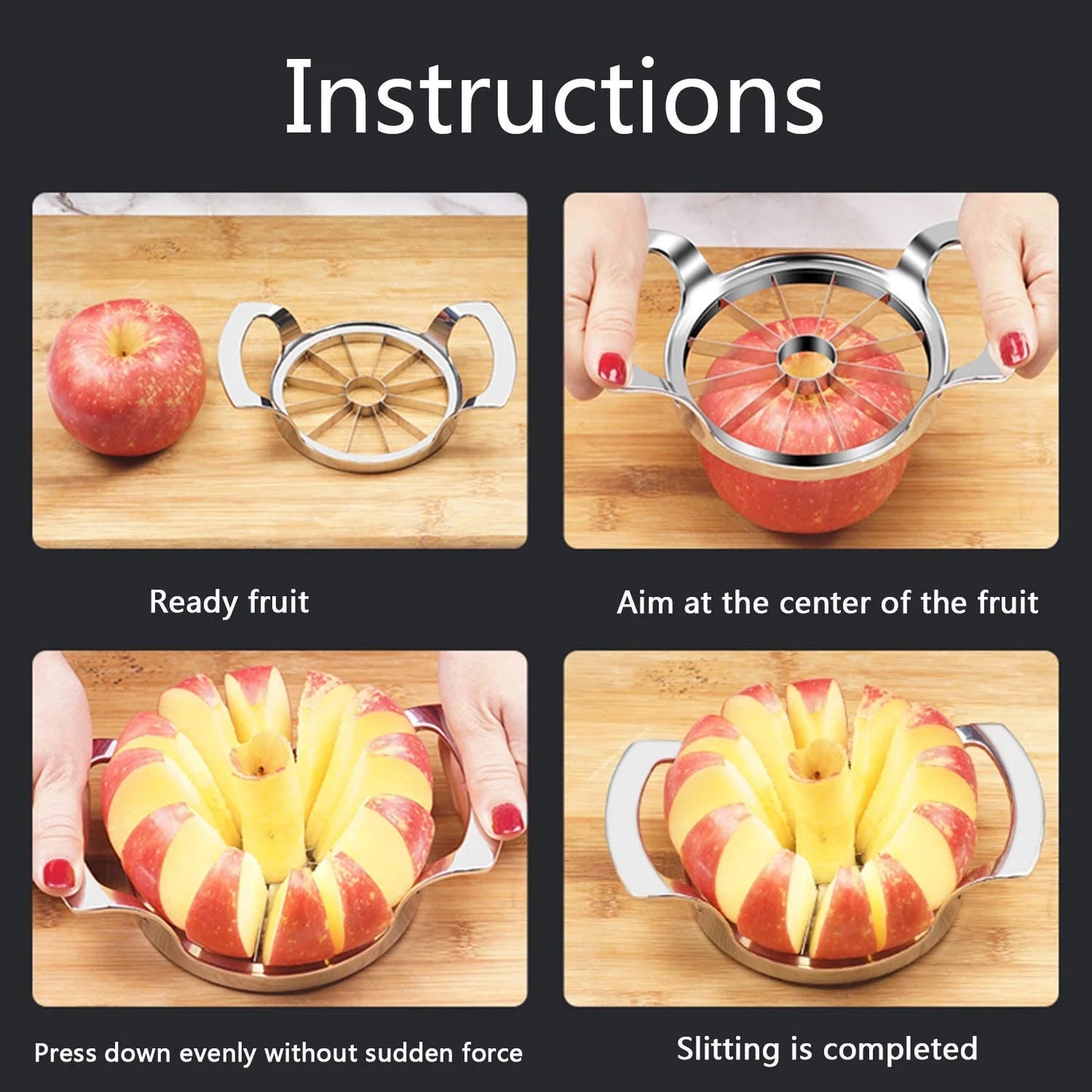 Apple Cutter Tool with 12 Blades, Stainless Steel Fruit Slicer, Corer, Peeler & Divider for Apples, Pears, Potatoes, Onions