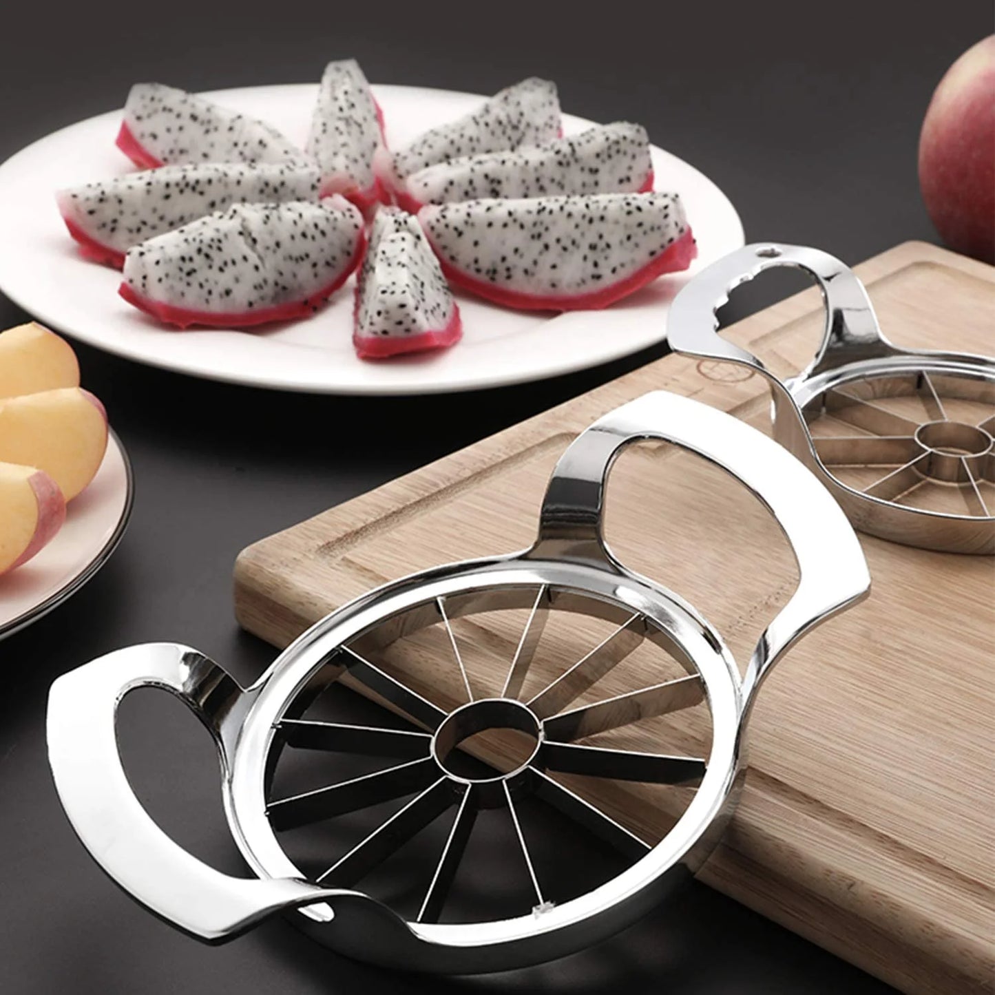 Apple Cutter Tool with 12 Blades, Stainless Steel Fruit Slicer, Corer, Peeler & Divider for Apples, Pears, Potatoes, Onions
