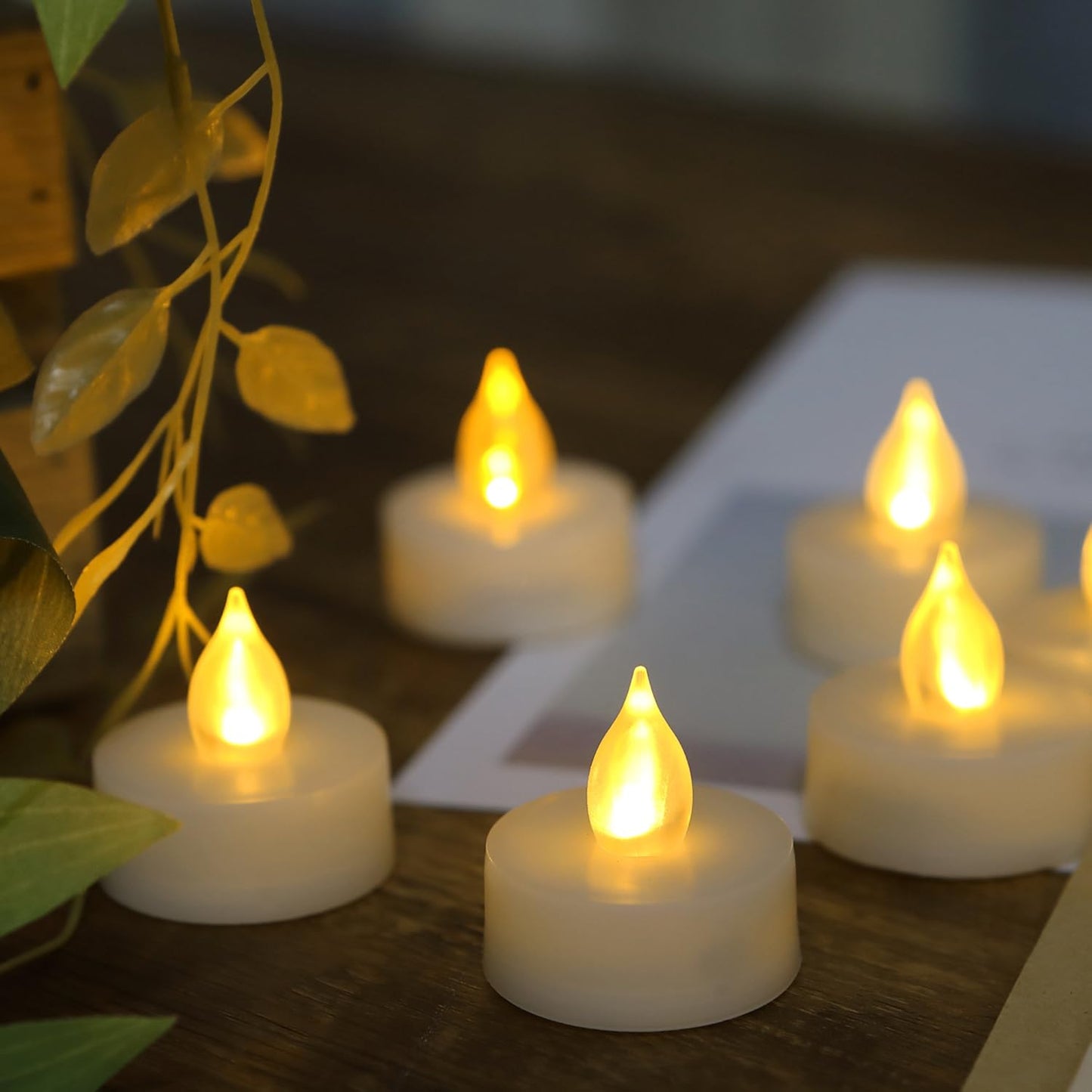 6 PCS Flameless LED Battery Operated Tealight Candles with Remote and Timer Flickering Electric Decorative Tea Lights for Christmas Home Party Wedding Decorations 1.5”X1.6” Batteries Included