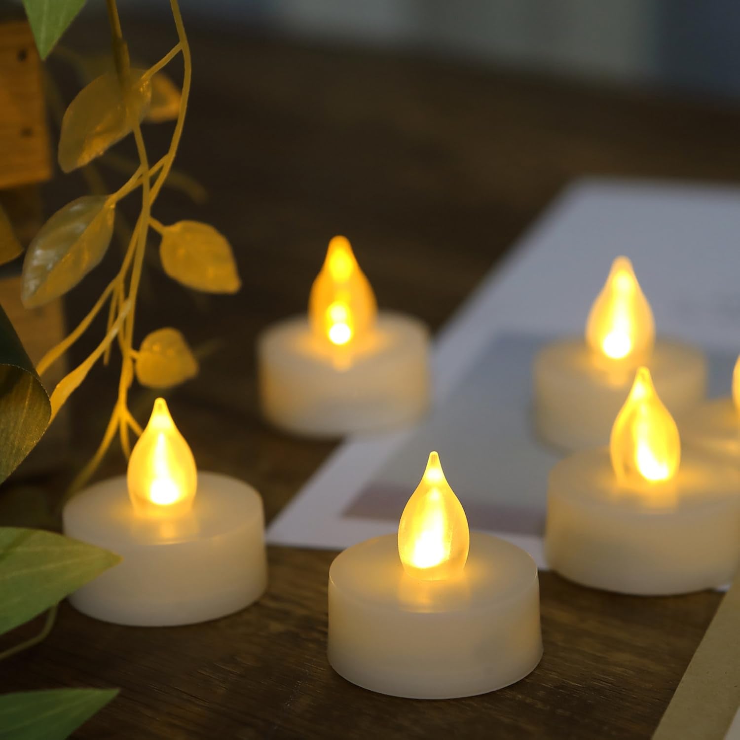 6 PCS Flameless LED Battery Operated Tealight Candles with Remote and Timer Flickering Electric Decorative Tea Lights for Christmas Home Party Wedding Decorations 1.5”X1.6” Batteries Included