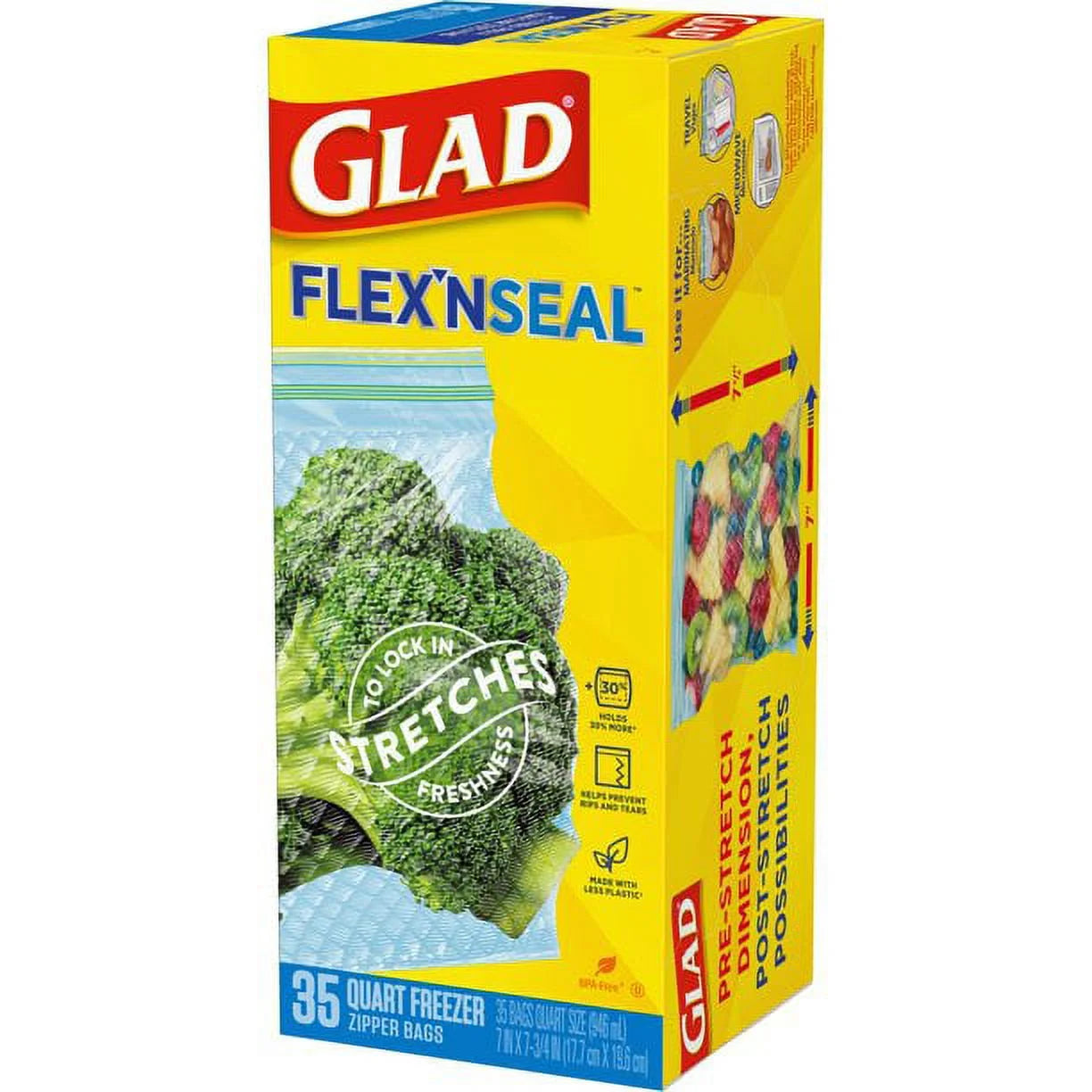 FLEXN SEAL Zipper Freezer Storage Quart Bags, 35 Count ( Pack of 2)