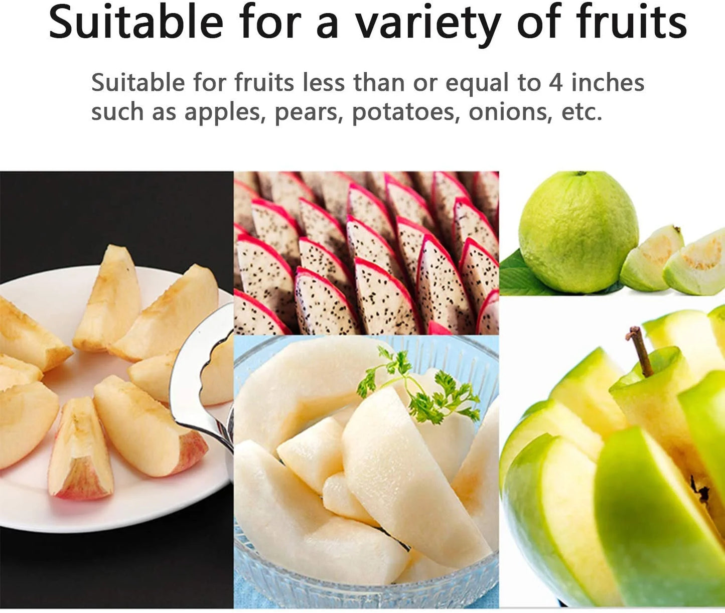 Apple Cutter Tool with 12 Blades, Stainless Steel Fruit Slicer, Corer, Peeler & Divider for Apples, Pears, Potatoes, Onions