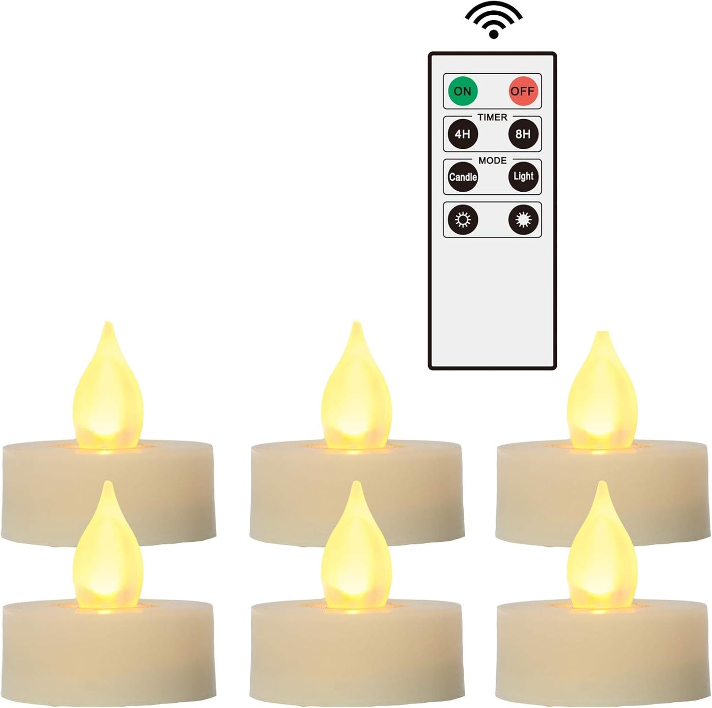 6 PCS Flameless LED Battery Operated Tealight Candles with Remote and Timer Flickering Electric Decorative Tea Lights for Christmas Home Party Wedding Decorations 1.5”X1.6” Batteries Included