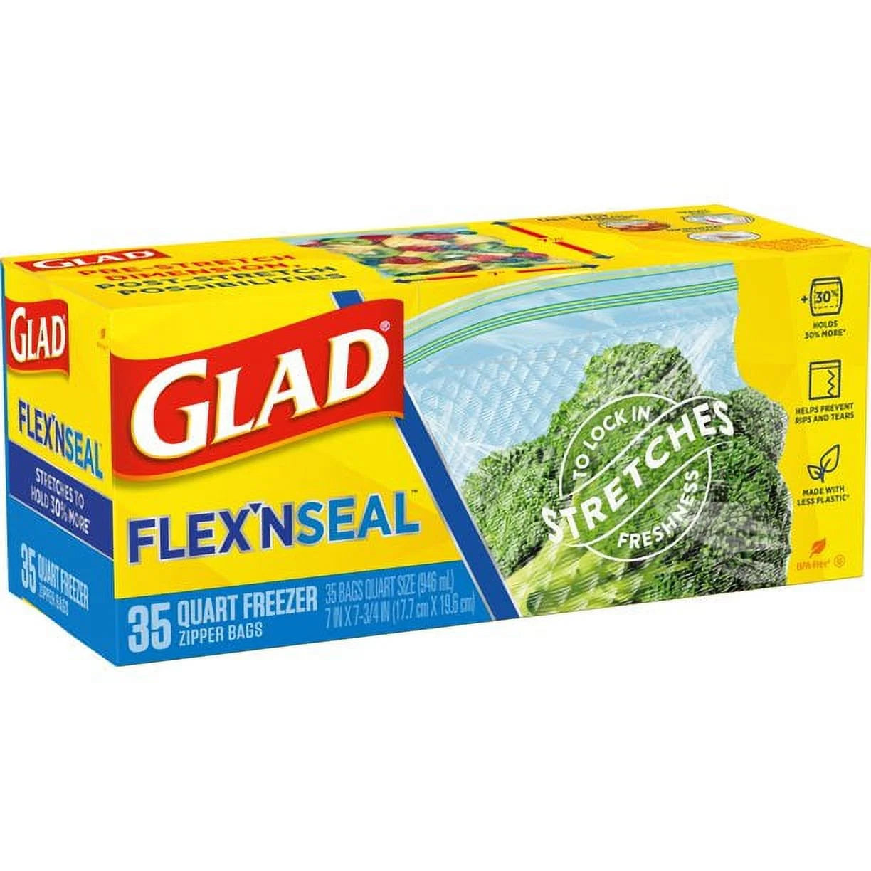 FLEXN SEAL Zipper Freezer Storage Quart Bags, 35 Count ( Pack of 2)