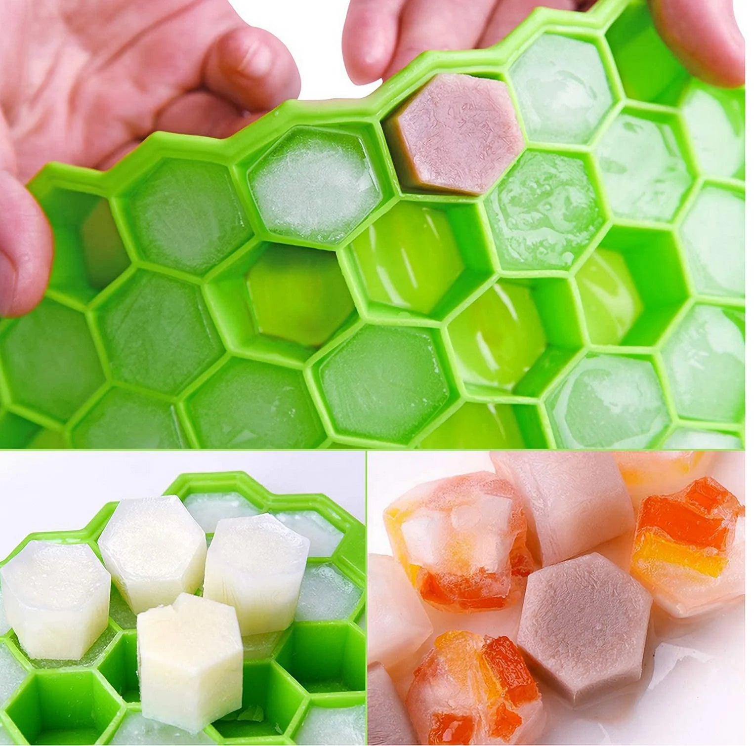 Ice Cube Trays with Lids 2 Pack Small Food Grade Silicone BPA Free for Freezer Flexible Easy-Release Stackable Ice Cube Mold (Blue)