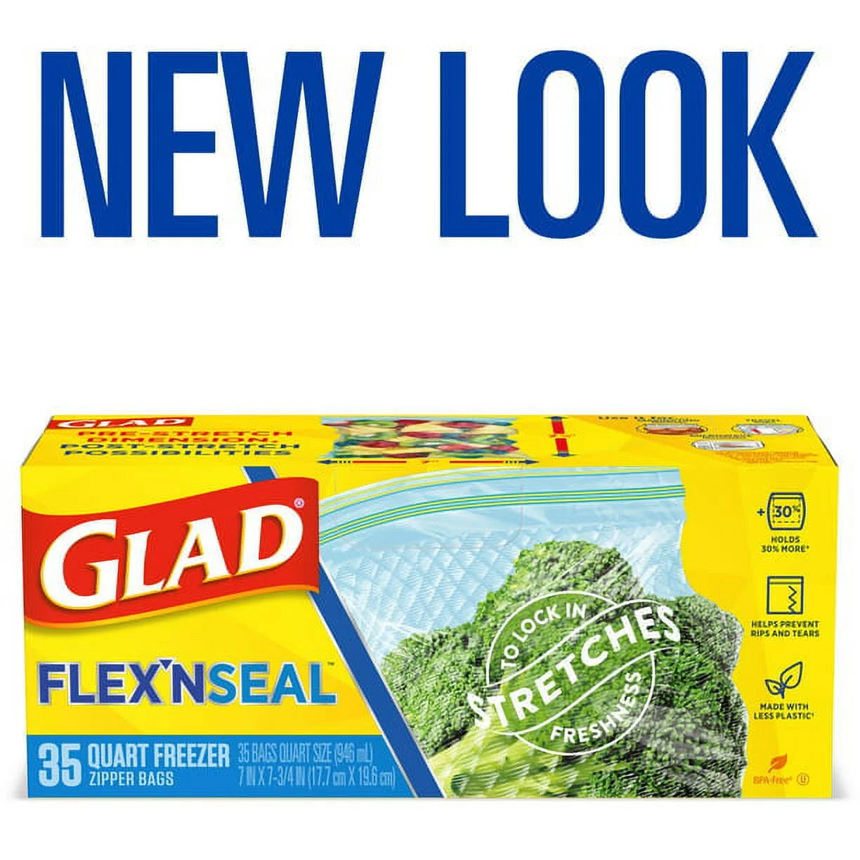 FLEXN SEAL Zipper Freezer Storage Quart Bags, 35 Count ( Pack of 2)