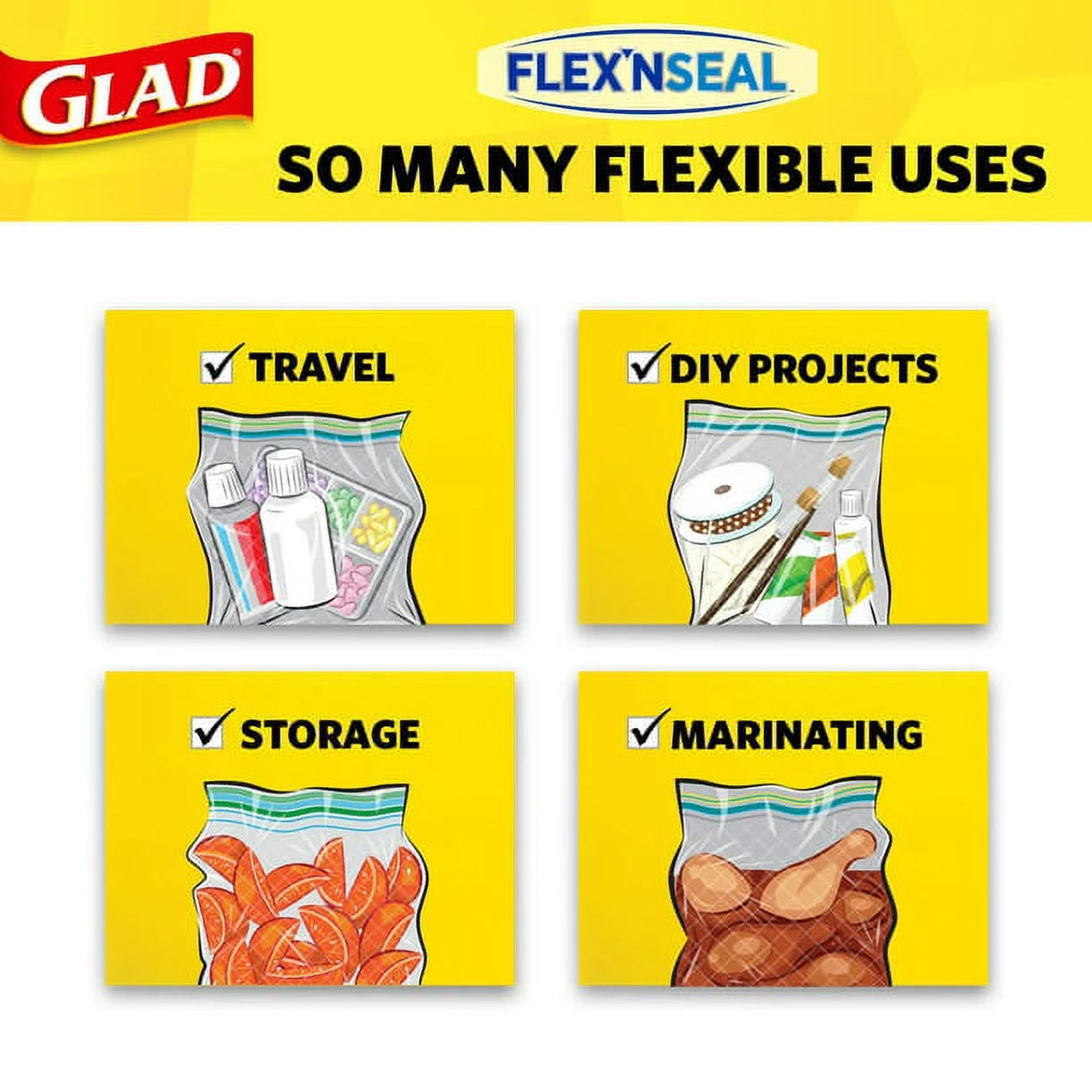 FLEXN SEAL Zipper Freezer Storage Quart Bags, 35 Count ( Pack of 2)