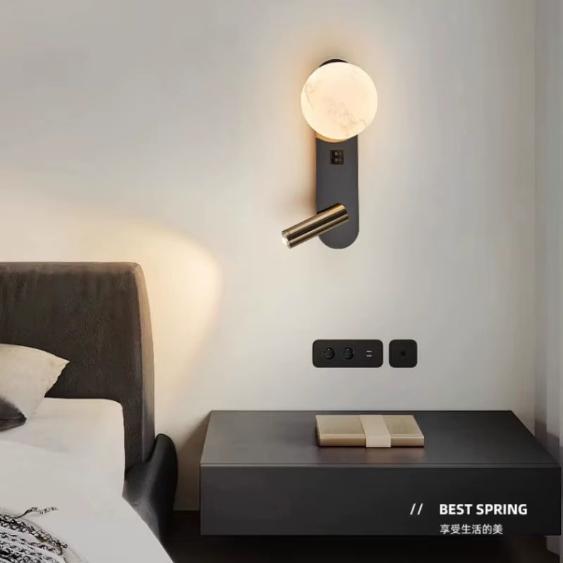 Wall Lamp Nordic Modern Black and White Minimalist Living Room Sofa Background Wall Decorative Lamp Light Luxury Bedroom Bedside
