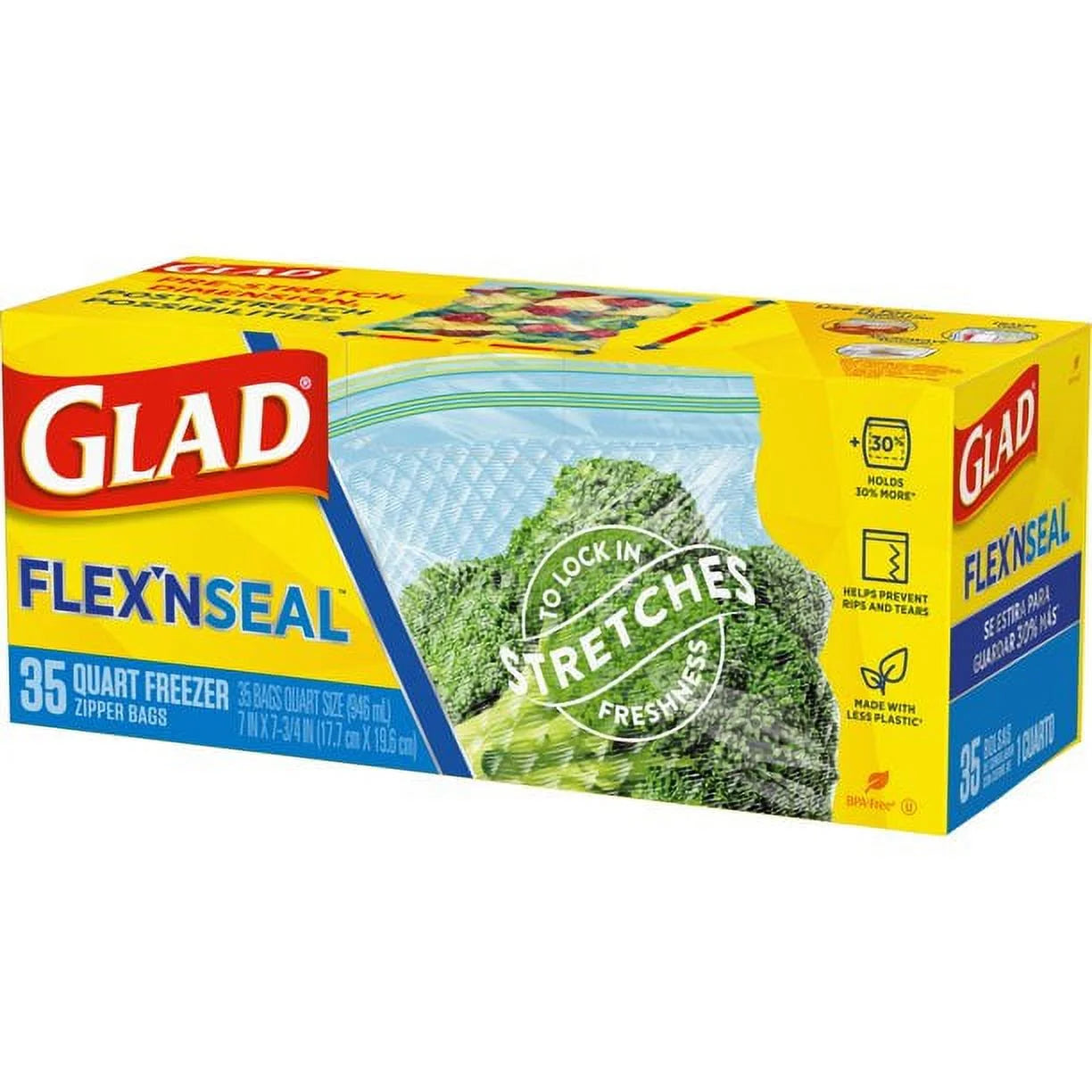 FLEXN SEAL Zipper Freezer Storage Quart Bags, 35 Count ( Pack of 2)