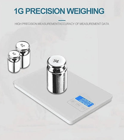 Kitchen Scale in Elegant White Tempered Glass 15Kg