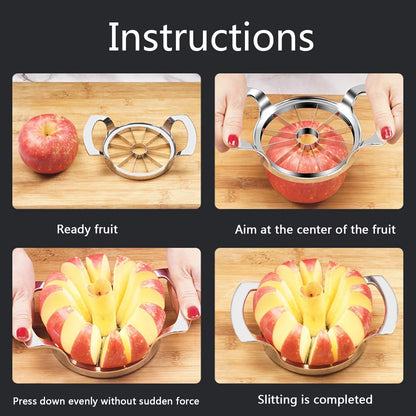 Apple Cutter Tool with 12 Blades, Stainless Steel Fruit Slicer, Corer, Peeler & Divider for Apples, Pears, Potatoes, Onions